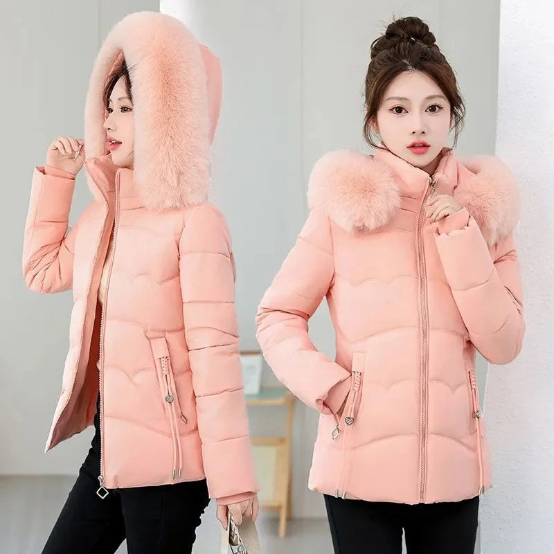 Winter Fur Collar Hooded Parka