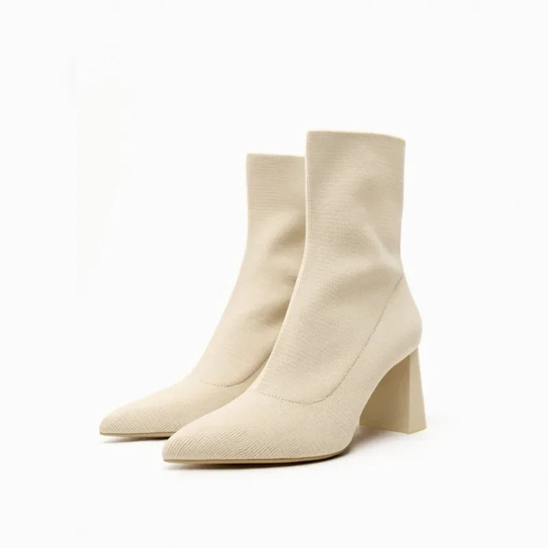 Knitted Stretch Fabric Sock Boots