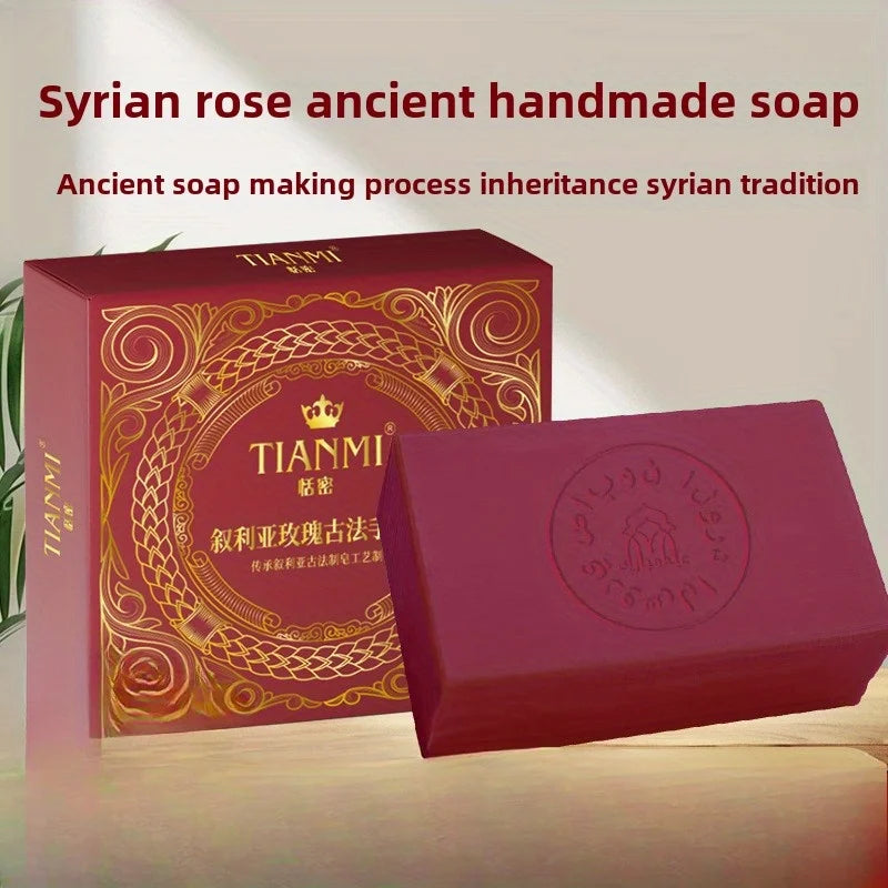 Syrian ancient soap rose essential oil gently cleanses the face, bathes the whole body, moisturizes and removes dead skin cells