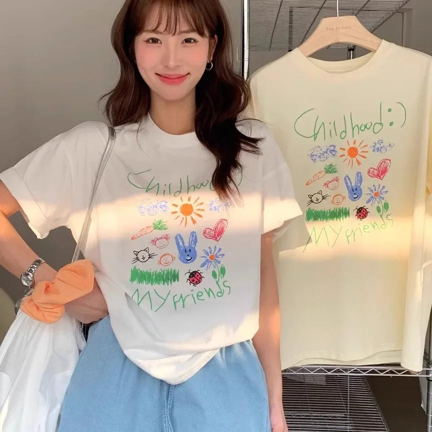 Women's T-shirt Vintage Floral Print Summer Round Neck Top Comfortable Breathable Casual Wear Graphic T Shirts Aesthetic Clothes