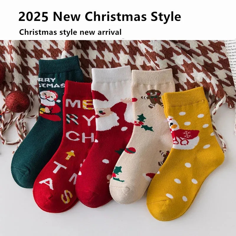 5Pairs/Lot Kids Christmas Socks