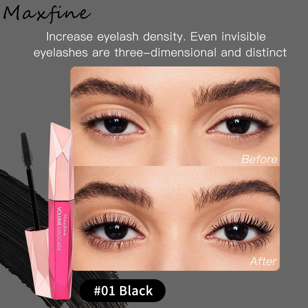 Diamond Dense Mascara Waterproof Non Smudging Long Lasting For Natural Dense Curled And Long Lashes