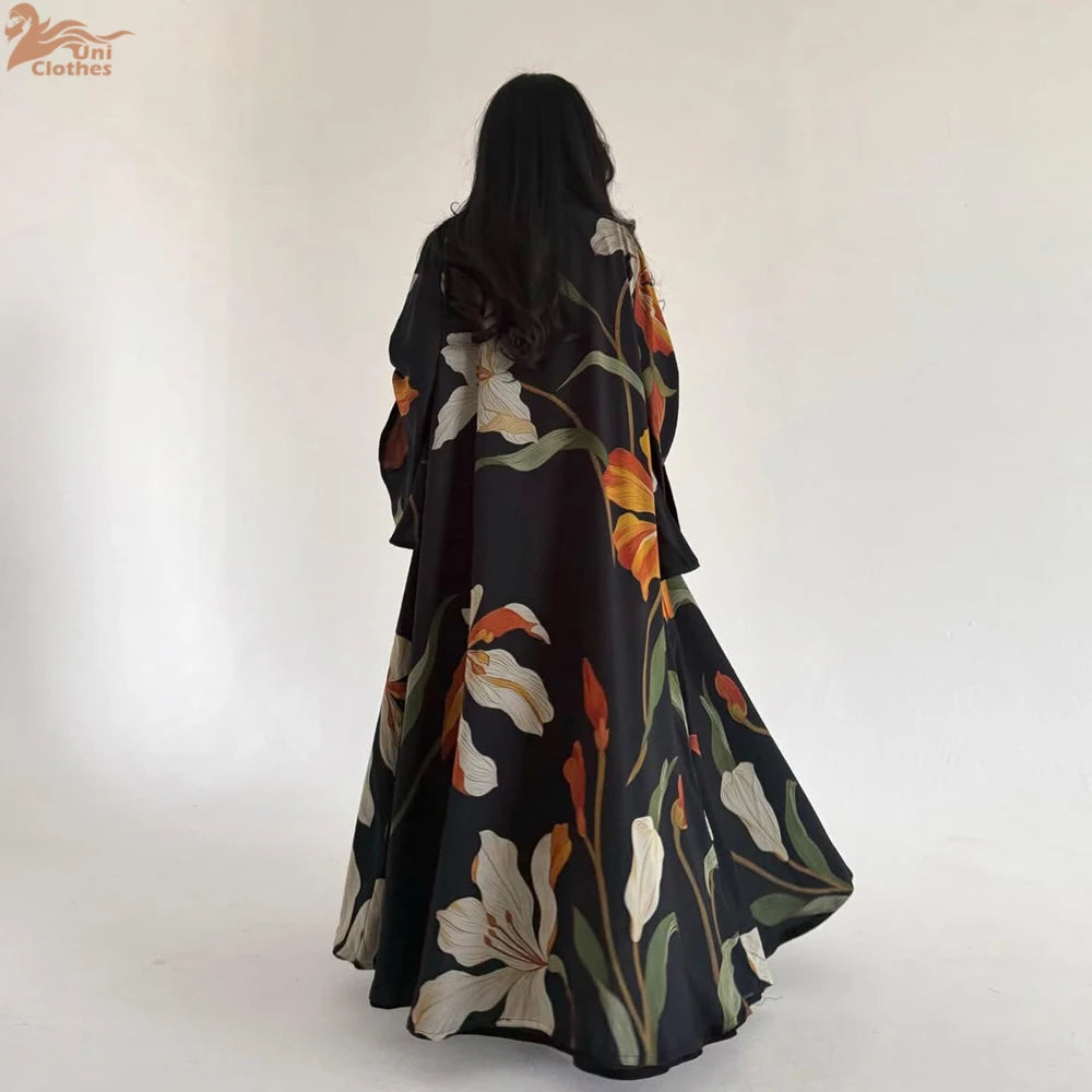 Floral Print Open Abaya