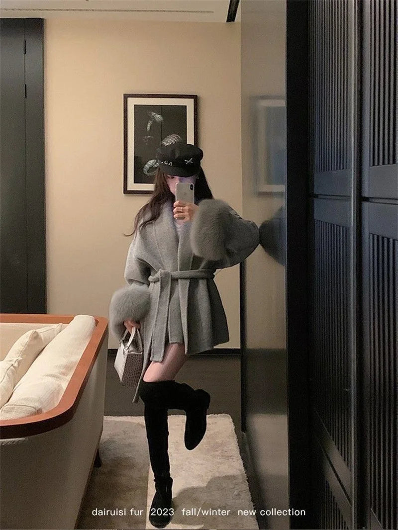 Thin Strap Woolen Jacket