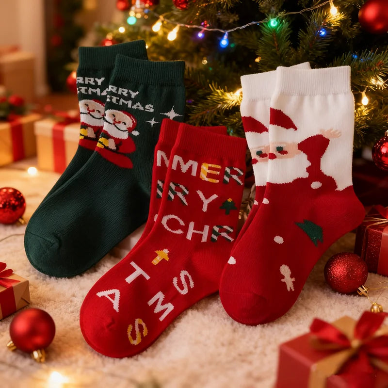 5Pairs/Lot Kids Christmas Socks