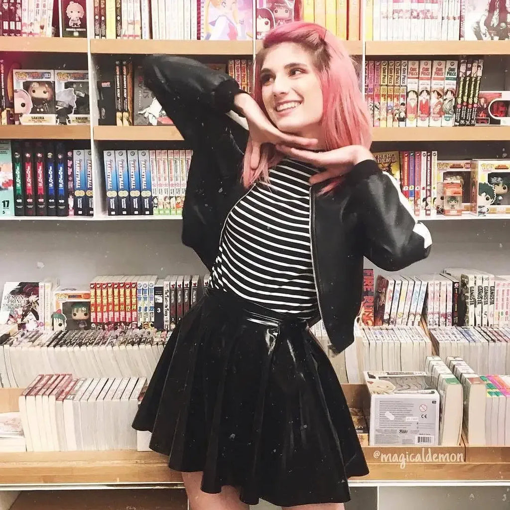 PU Leather Pleated Skirt