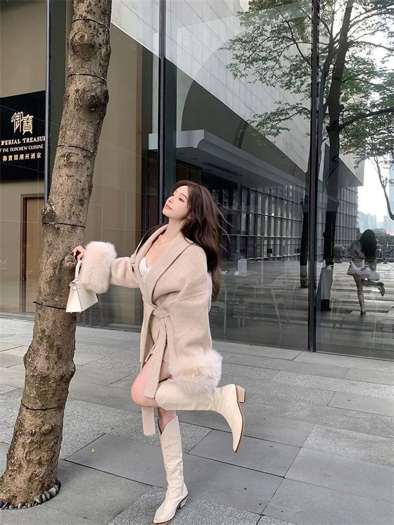 Thin Strap Woolen Jacket