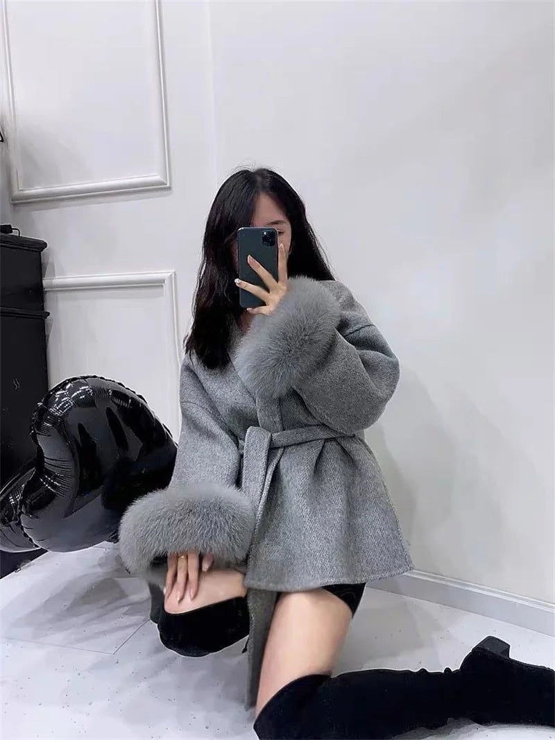 Thin Strap Woolen Jacket