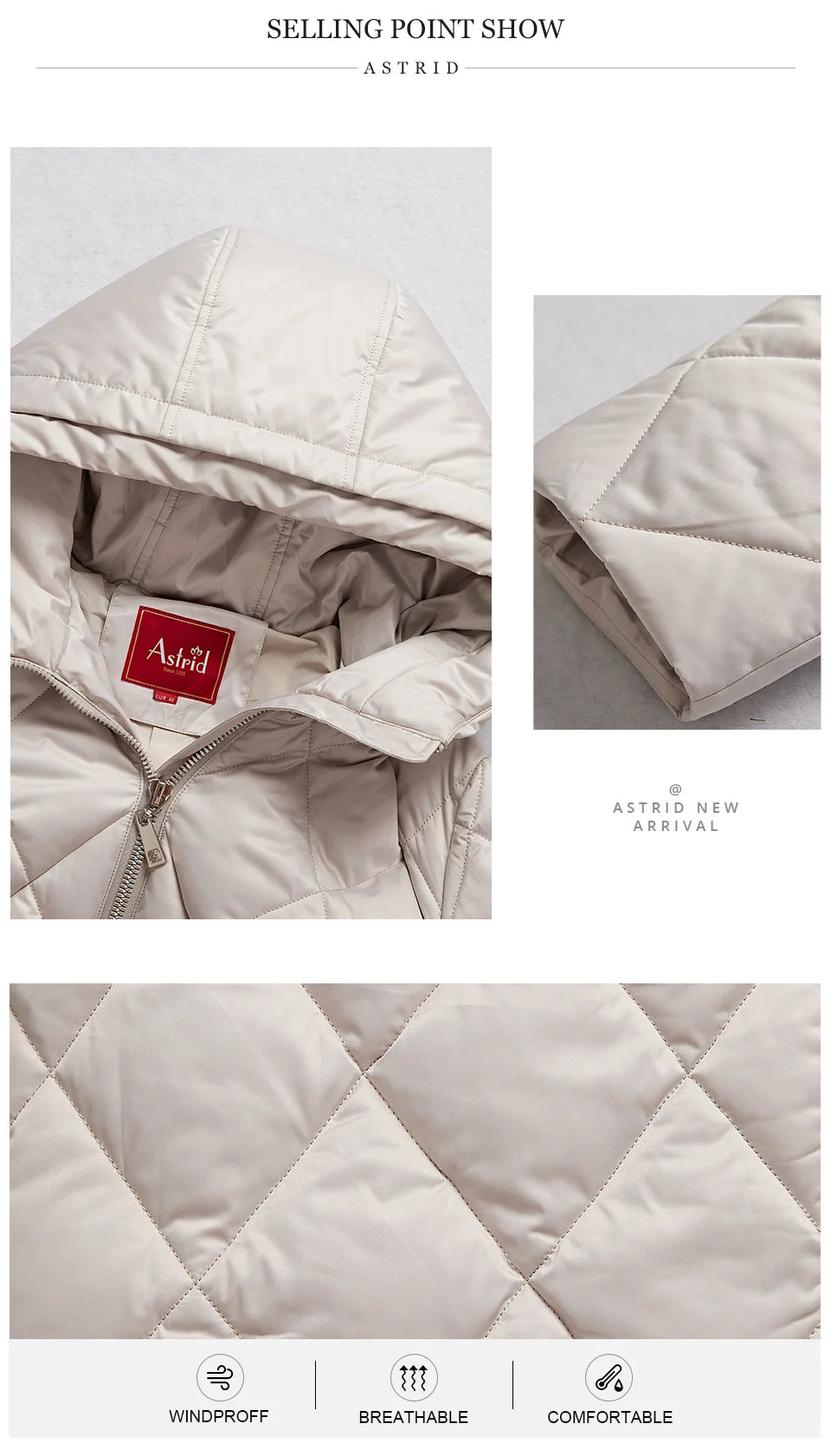 Astrid Women's Winter Jacket 2023 Plus Size Women Parka Long Thick Bio Down Jackets Hooded Diamond Quilted Coat Female Clothing