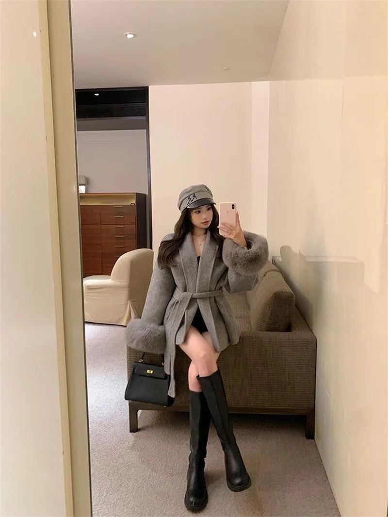 Thin Strap Woolen Jacket