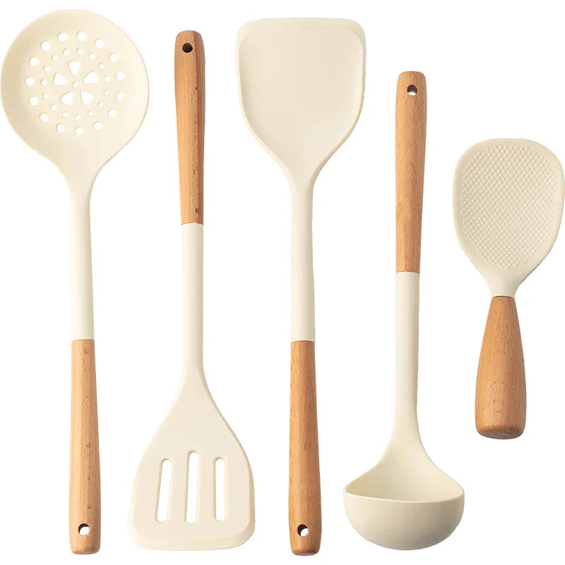 Chinese Style Silicone Wood Handle Spatula