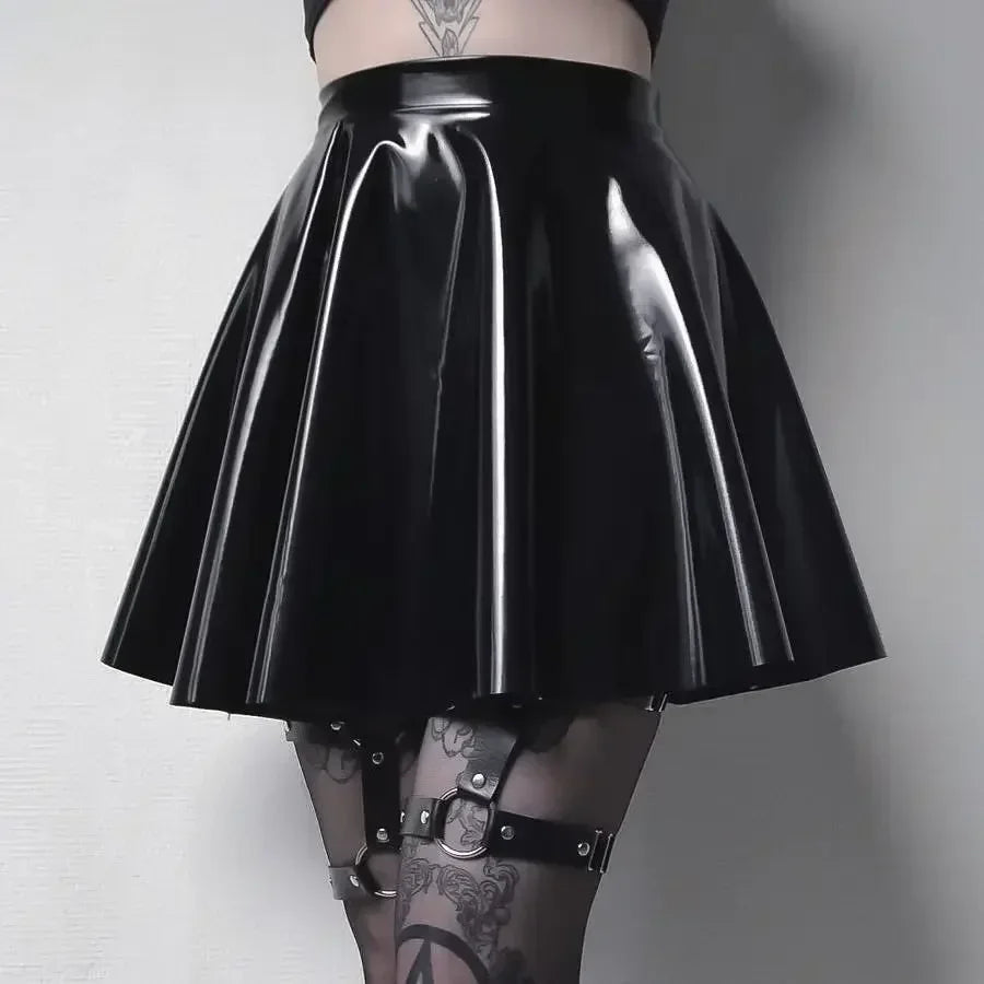 PU Leather Pleated Skirt