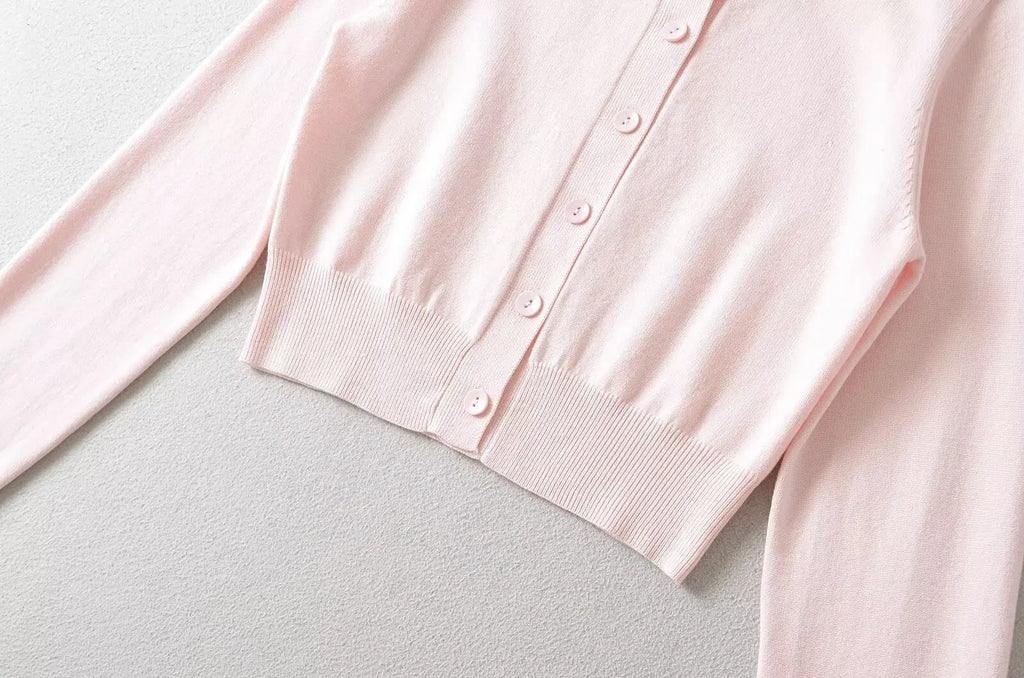 Retro Button Through Pointelle Knit Cardigan