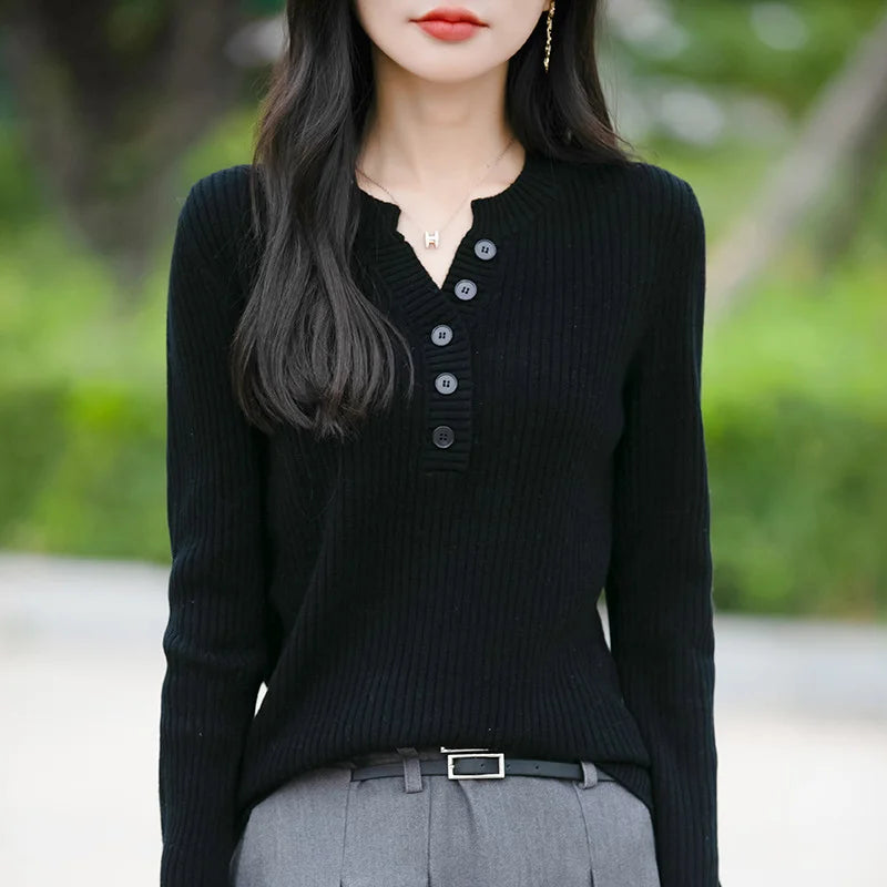 V Neck Knitted Base Sweater