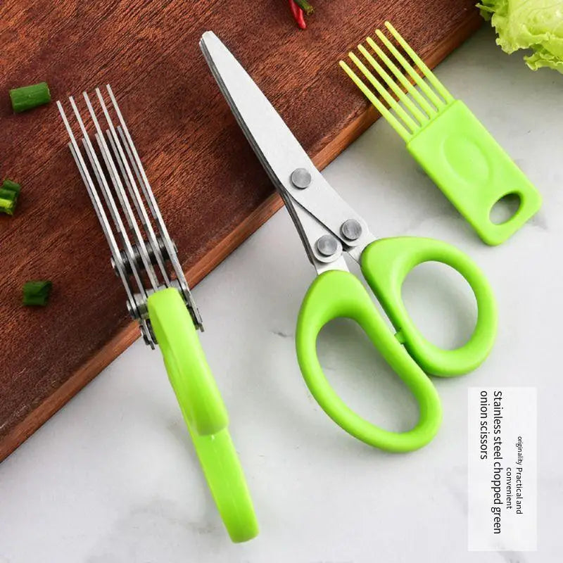 Stainless steel multi-layer multi-functional scallion scissors