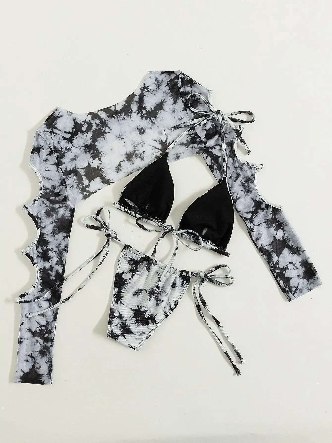 Black Tie Dye Bikini Set