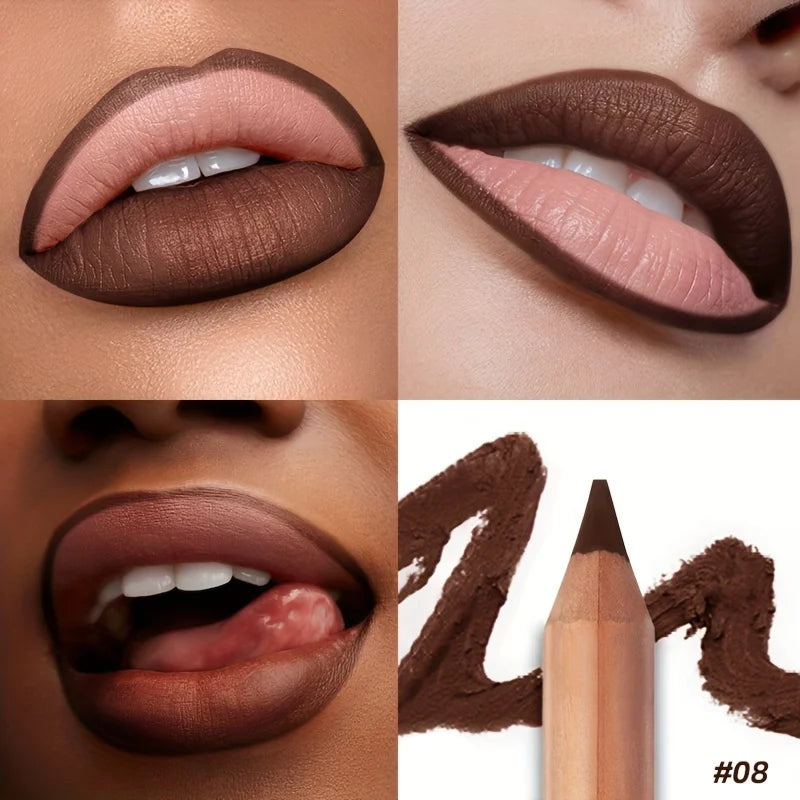 Matte Lip Liner- Long-Lasting,  Easy to Color, Includes Sharpener - Perfect for a Flawless Finish! Pudaier Lip Contour 2.0