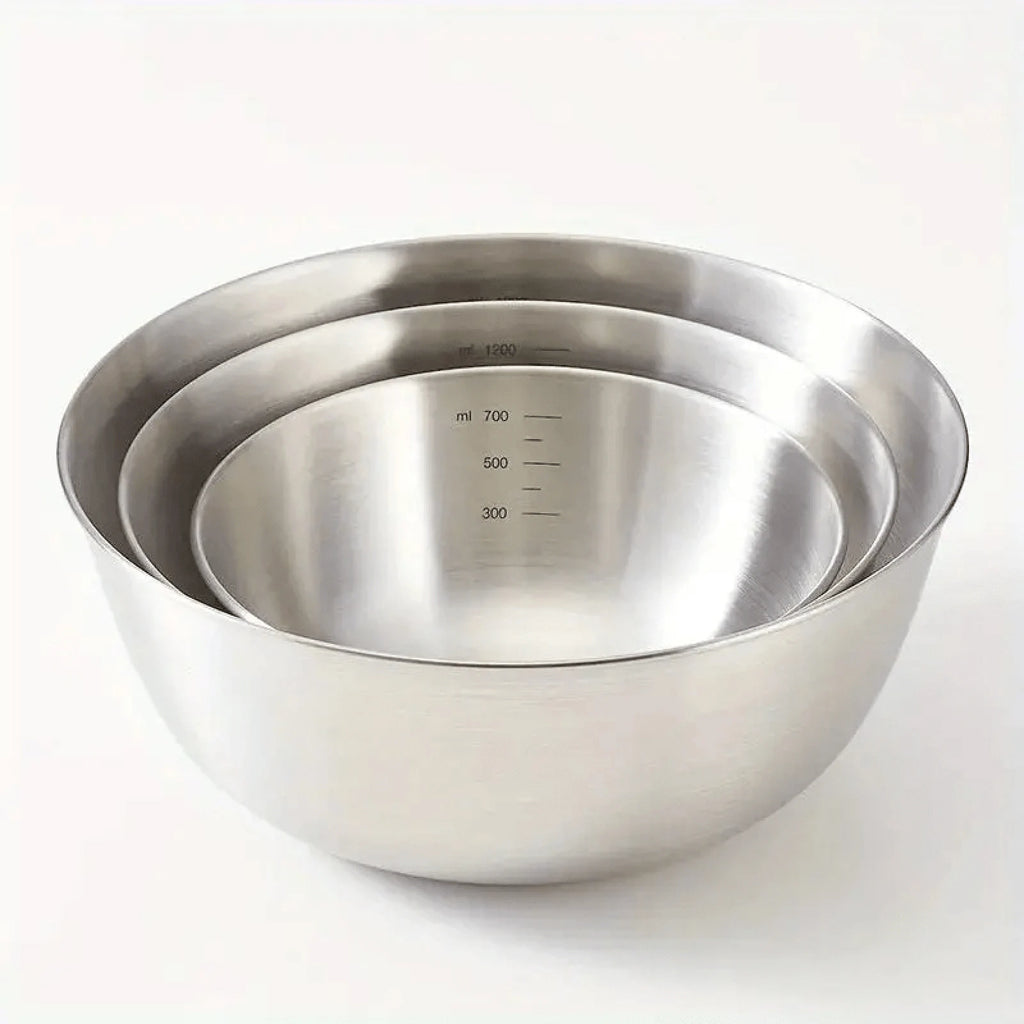 {3pcs} Stainless Steel Bowl Set With Scale