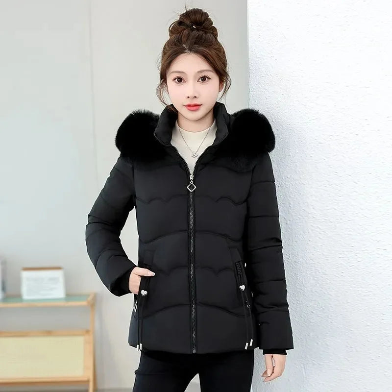 Winter Fur Collar Hooded Parka