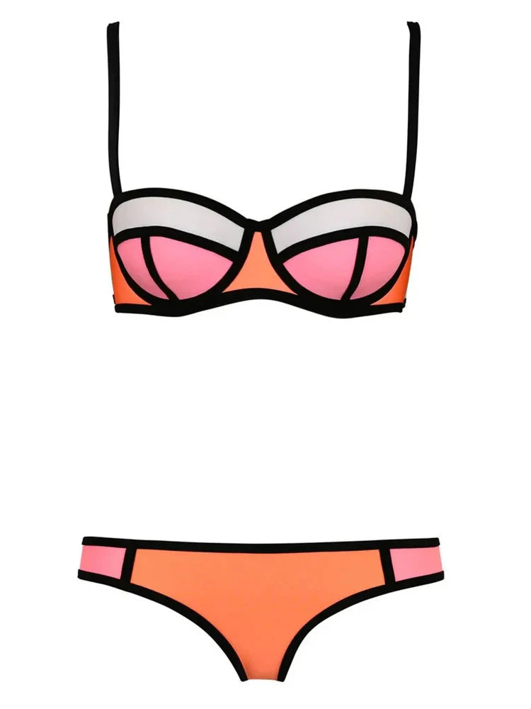 Contrast Color Split Bikini