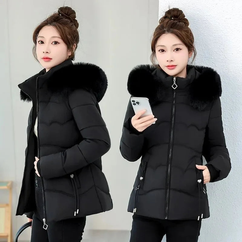 Winter Fur Collar Hooded Parka