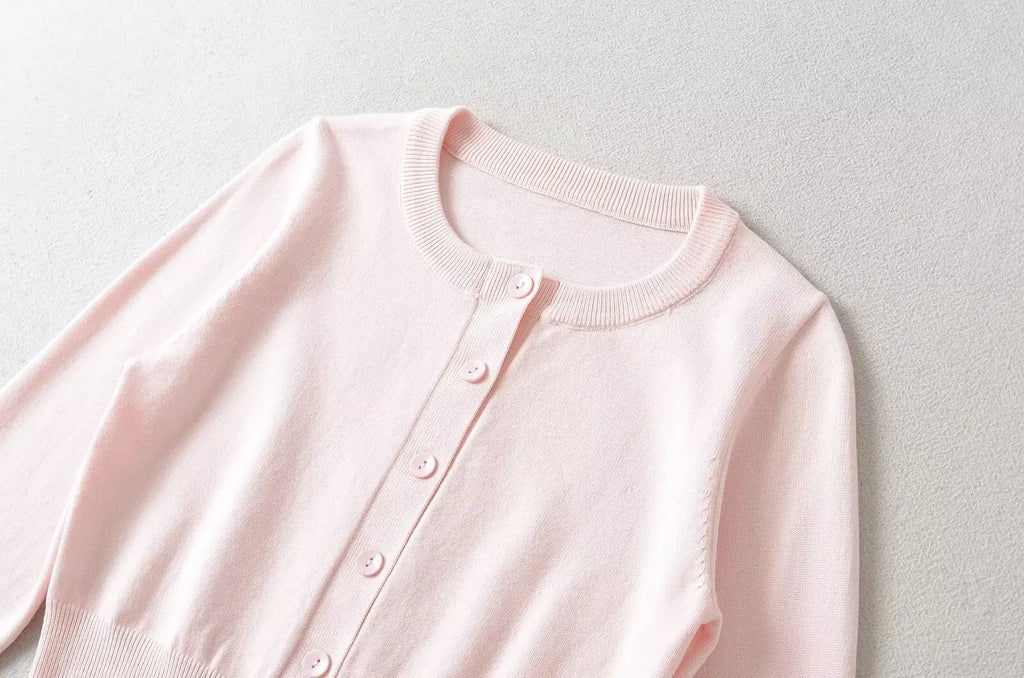 Retro Button Through Pointelle Knit Cardigan