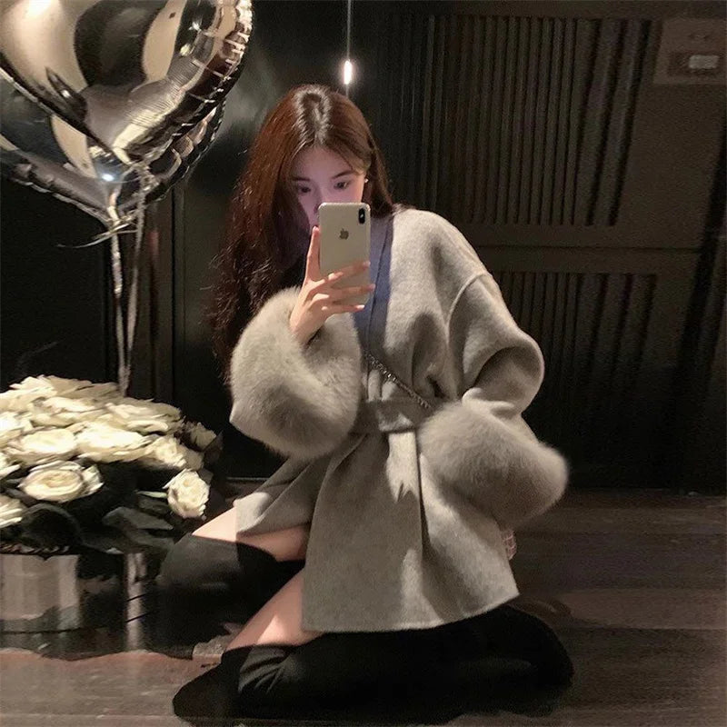 Thin Strap Woolen Jacket