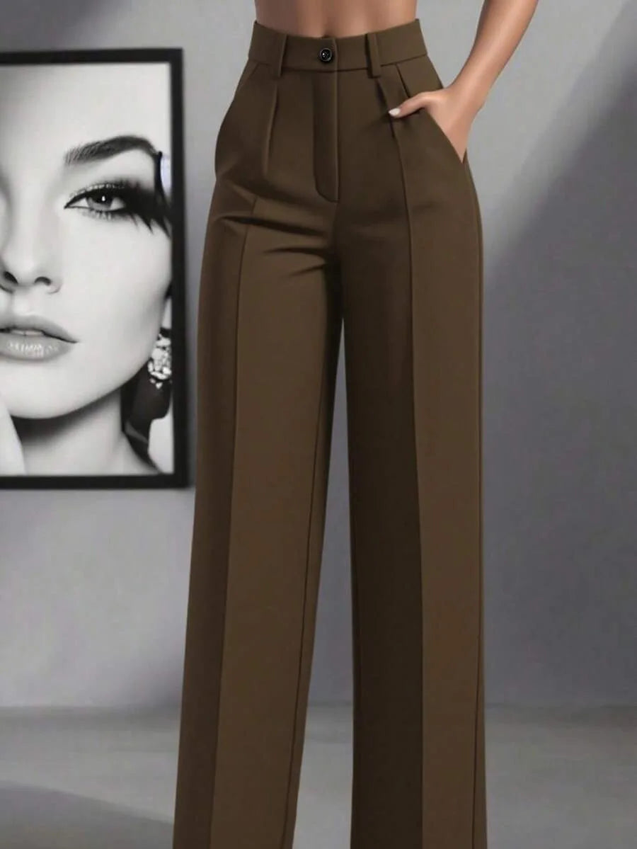2025 model women's high-waisted, draping, straight-cut, minimalist suit pants