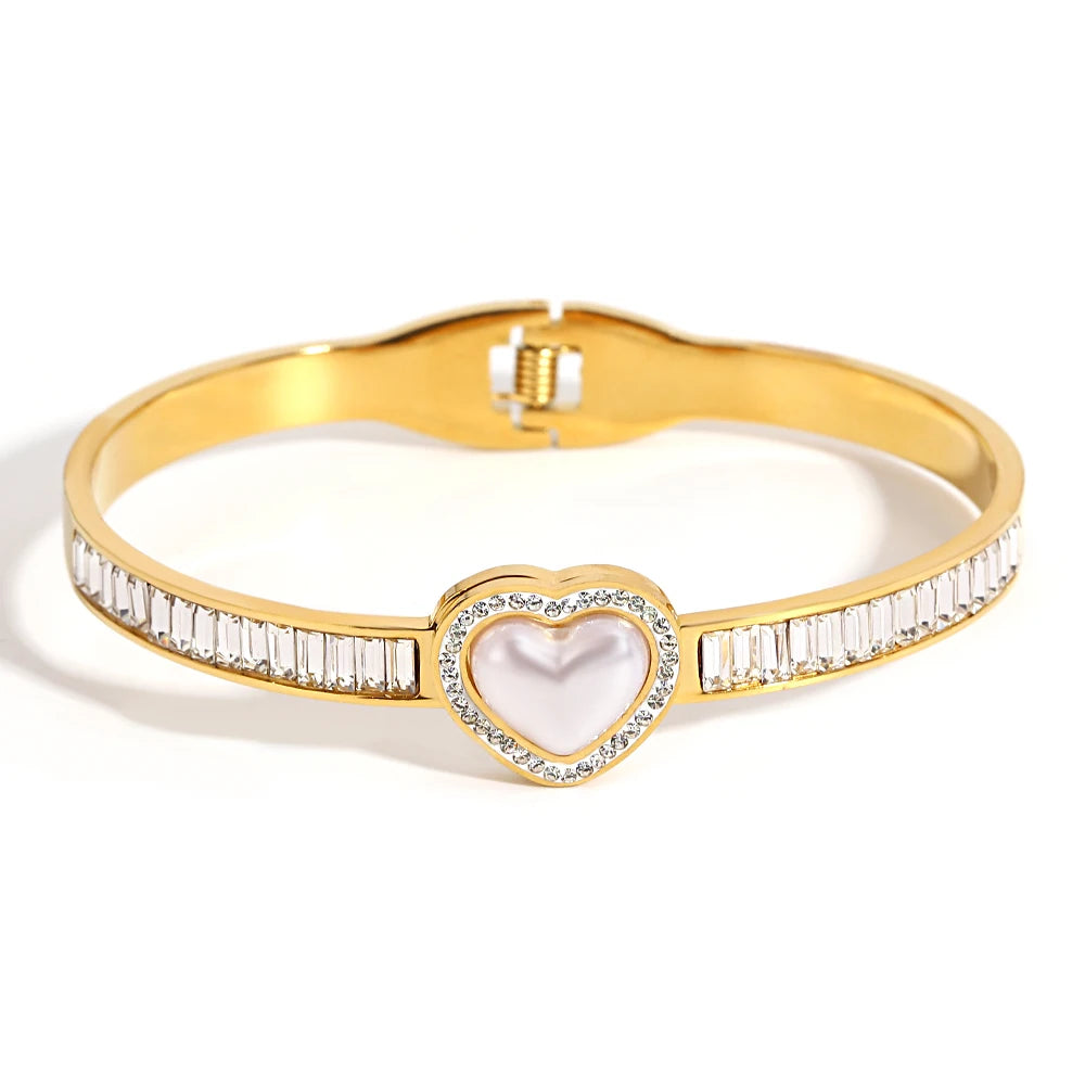 Rhinestones Bracelet with White Shell