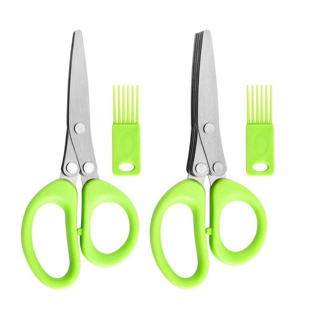 Stainless steel multi-layer multi-functional scallion scissors