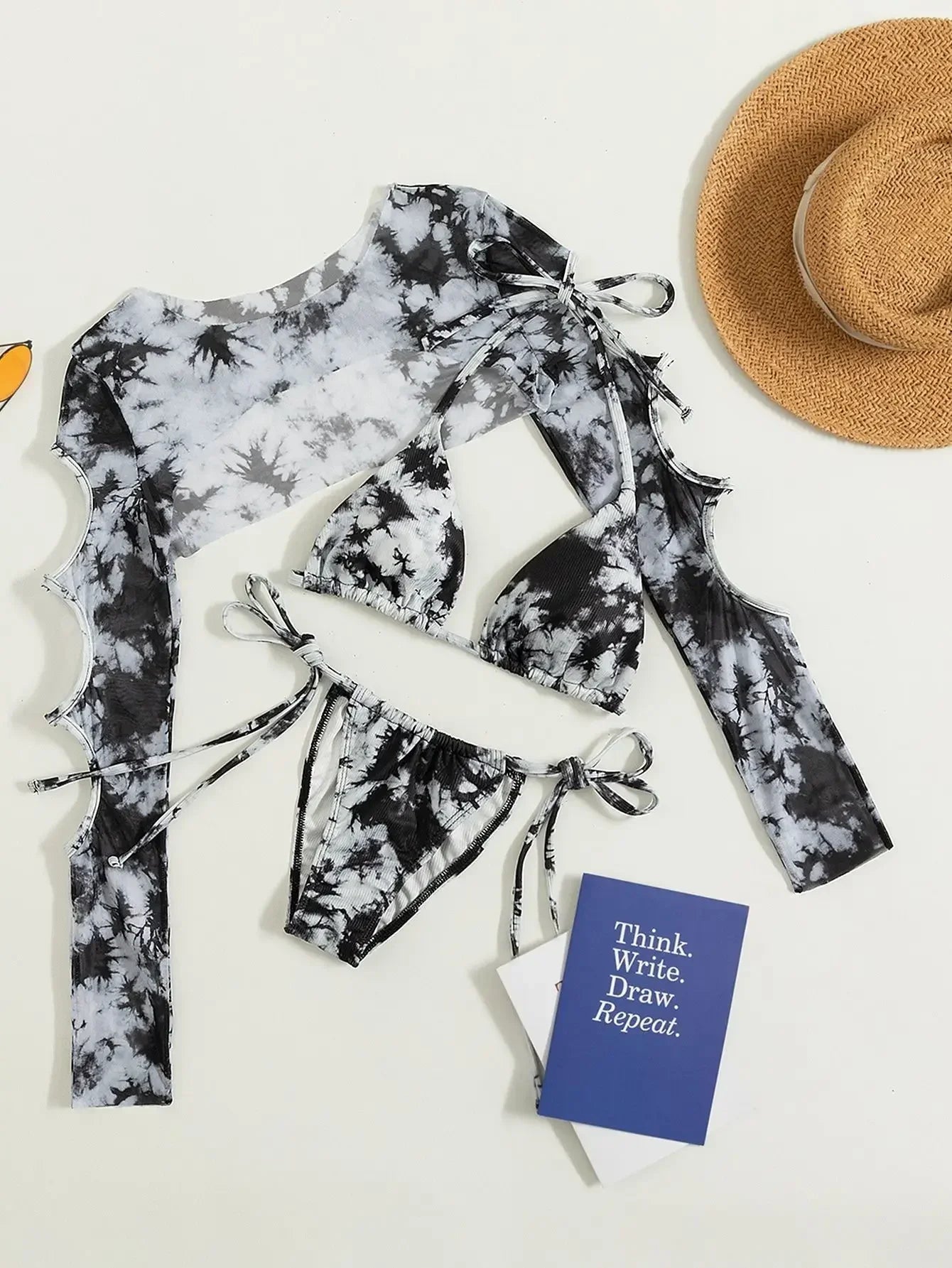 Black Tie Dye Bikini Set