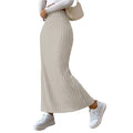 Solid Color Knitted Thick High Waist Slit Skirt