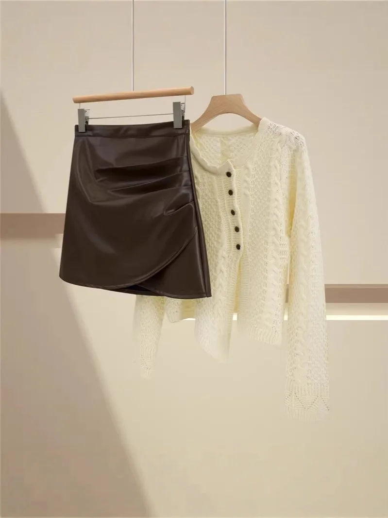 Pleated PU Leather Mini Skirt