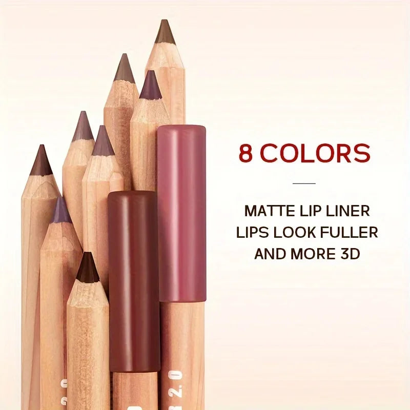 Matte Lip Liner- Long-Lasting,  Easy to Color, Includes Sharpener - Perfect for a Flawless Finish! Pudaier Lip Contour 2.0