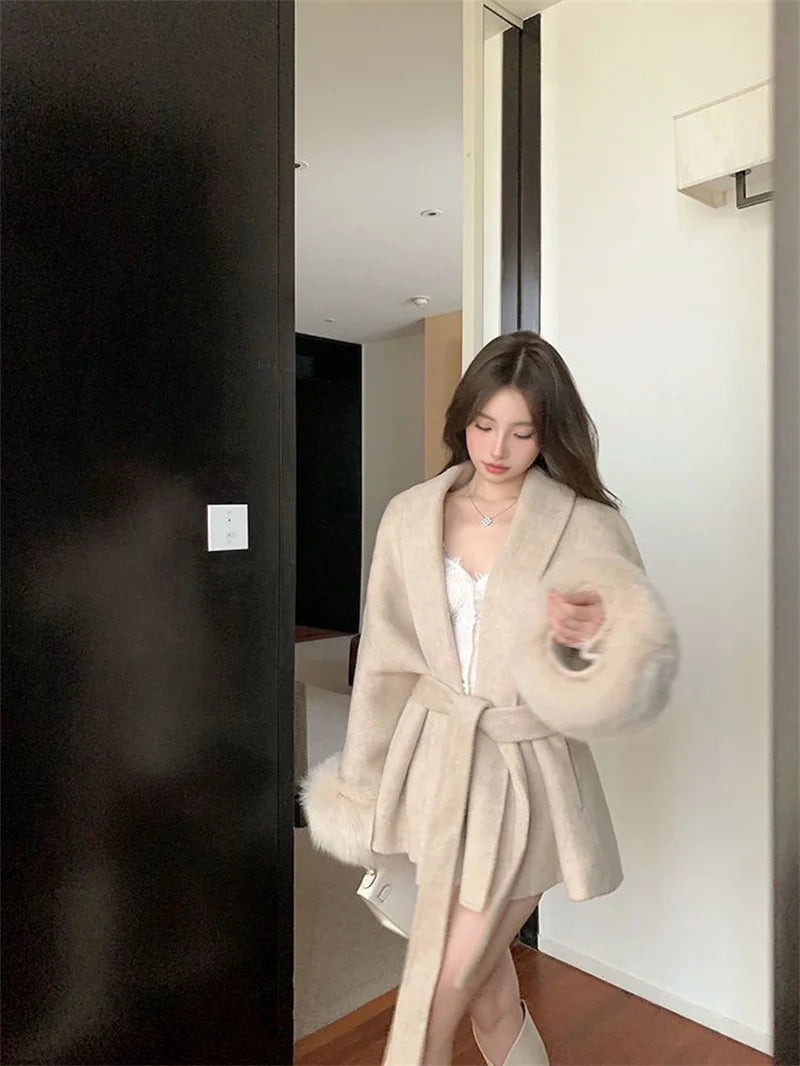 Thin Strap Woolen Jacket