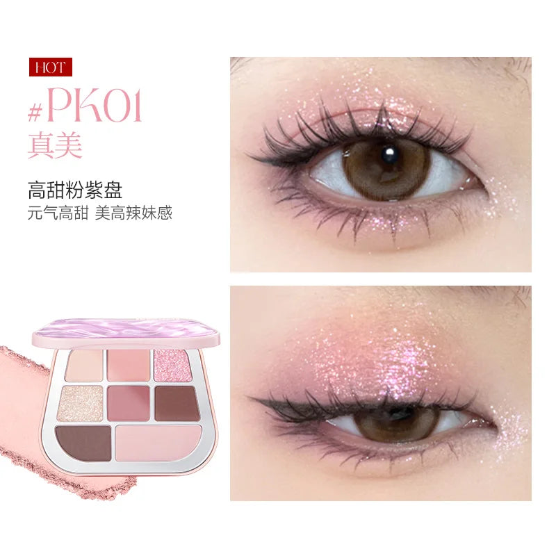 FOCALLURE 8 Colors Eyeshadow Palette Matte Satin Shimmer Glitter Fine Flash Waterproof Easy to Wear Longlasting Eye Makeup