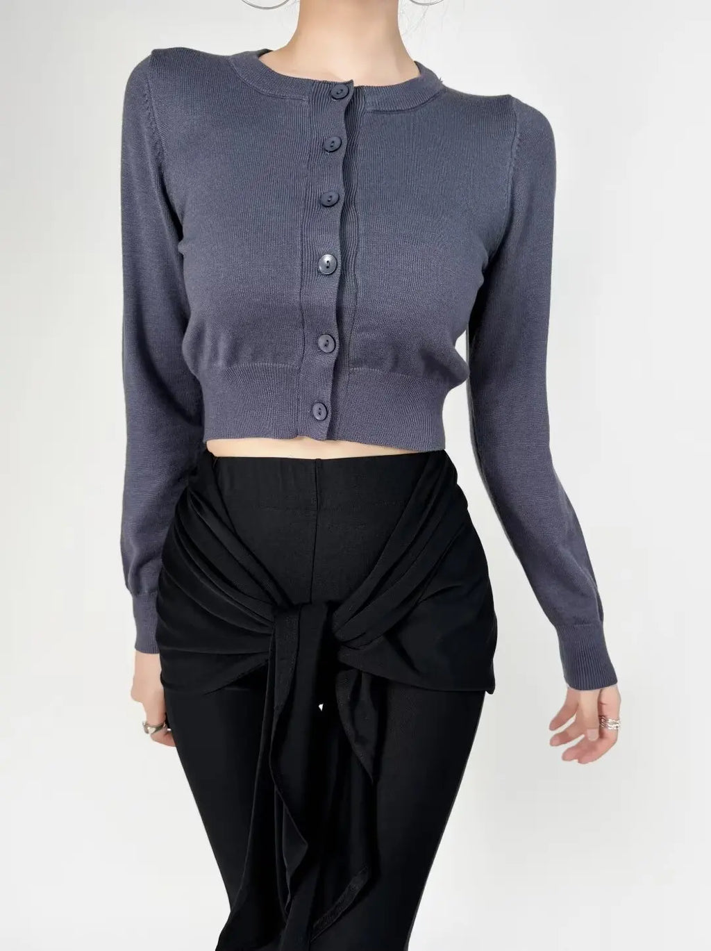 Retro Button Through Pointelle Knit Cardigan