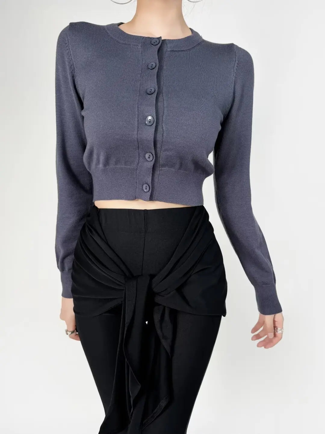 Retro Button Through Pointelle Knit Cardigan