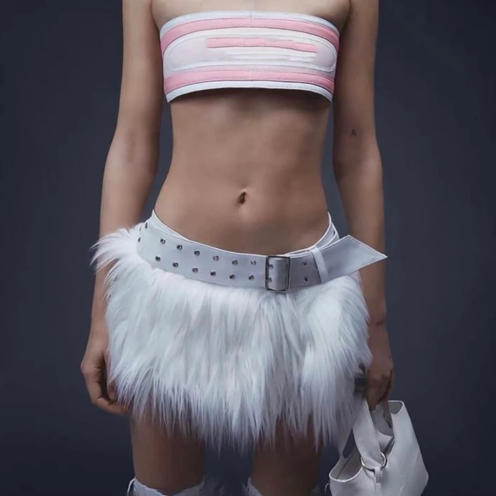 Furry Patchwork Mini Skirt