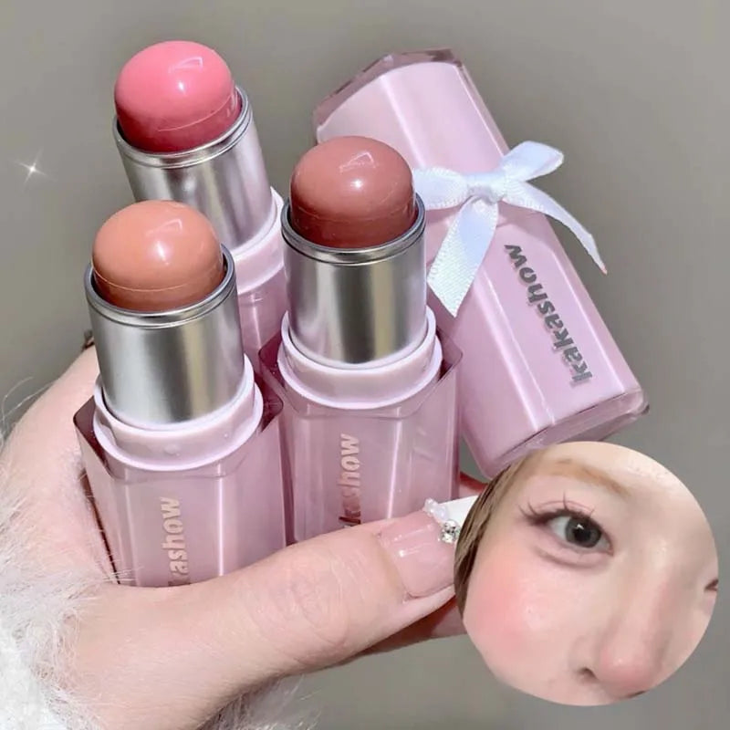 Water Plumping Gloss Rouge Blush Stick Matte Moisturizing Lipgloss Lasting Easy To Smudge Natural Blusher Lip and Cheek Dual-use