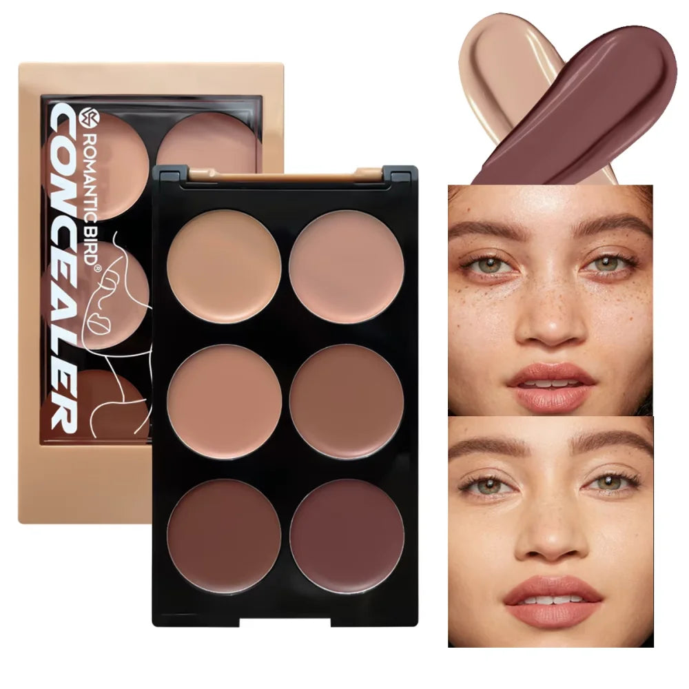 6-Color Waterproof Concealer, Matte High Coverage, Oil Control, Acne Scar And Black Circle Cosmetics Foundation