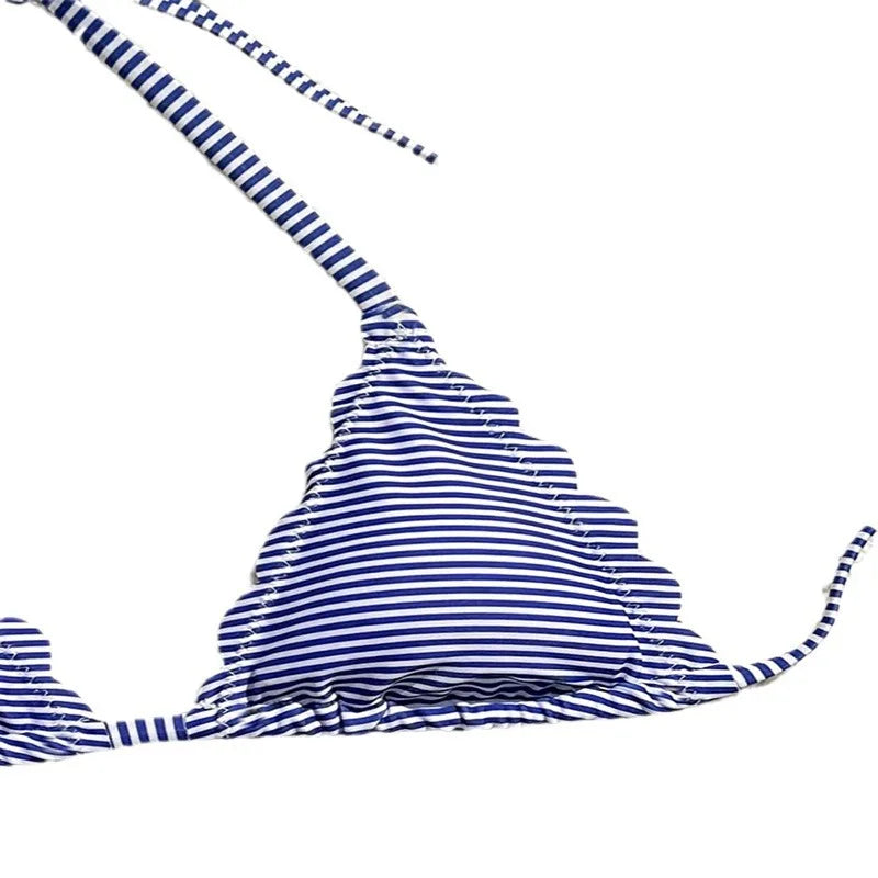 New Striped Sexy Tie-Side Bikini