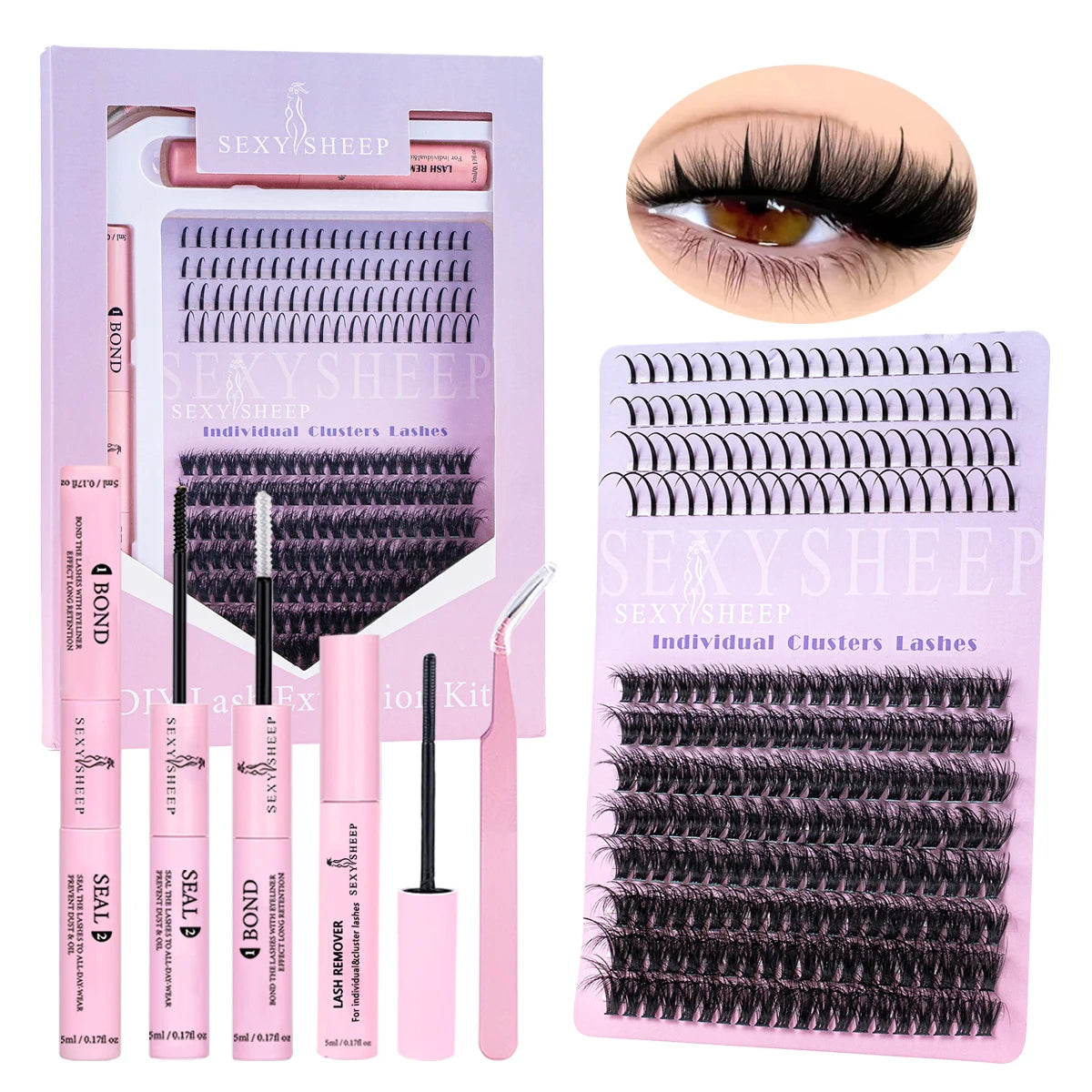 DIY Lash Extension Kit 8-16mm Mix Mink Soft Individual Lashes Cluster Natural Eyelash Extensions With Bond And Seal Makeup