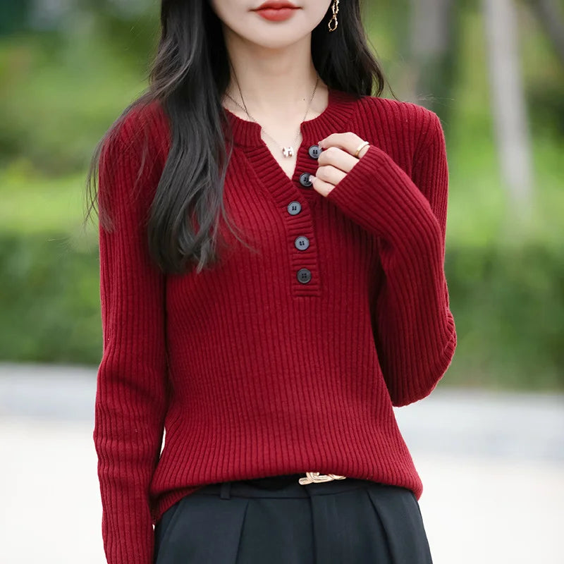 V Neck Knitted Base Sweater