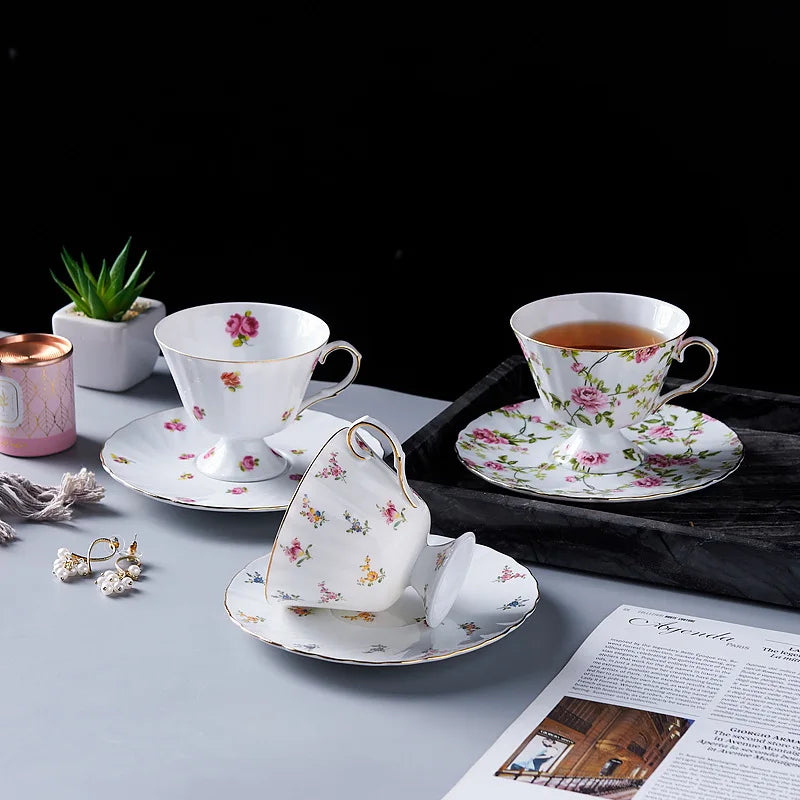 200ML Ceramic Black Tea Mug Saucer