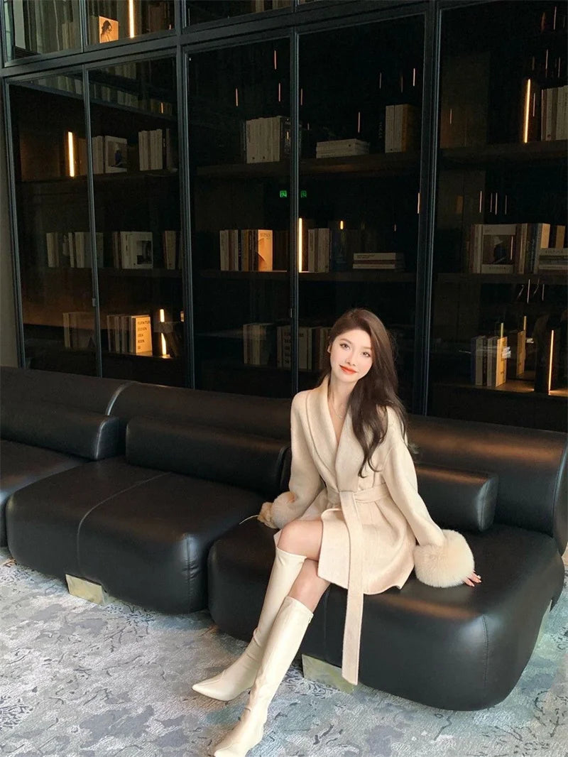 Thin Strap Woolen Jacket