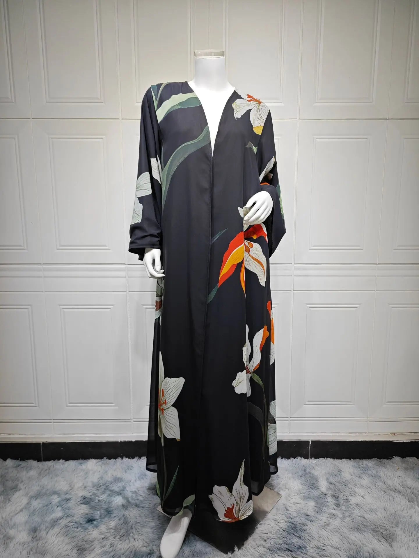 Floral Print Open Abaya