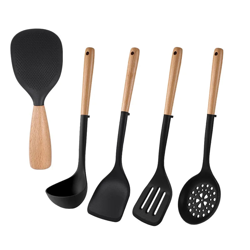 Chinese Style Silicone Wood Handle Spatula