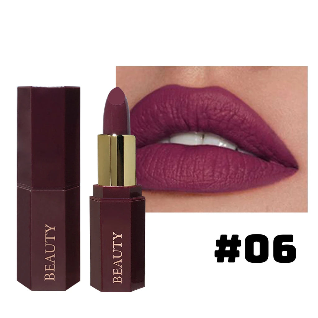 Matte waterproof velvet nude lipstick - Sexy red-brown long-lasting makeup - Professional style, easy to carry