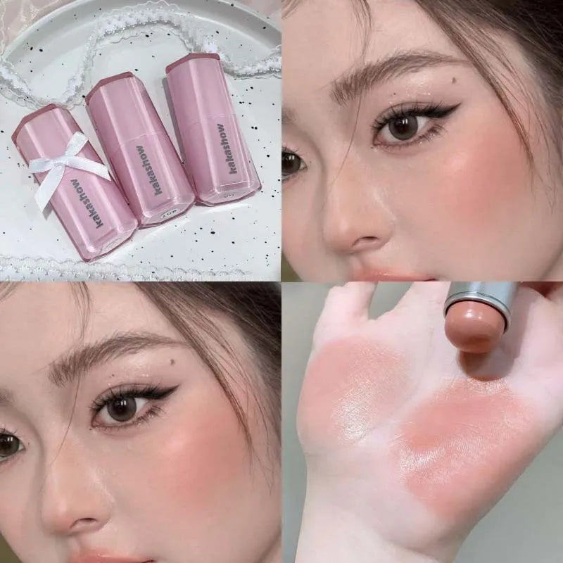 Water Plumping Gloss Rouge Blush Stick Matte Moisturizing Lipgloss Lasting Easy To Smudge Natural Blusher Lip and Cheek Dual-use